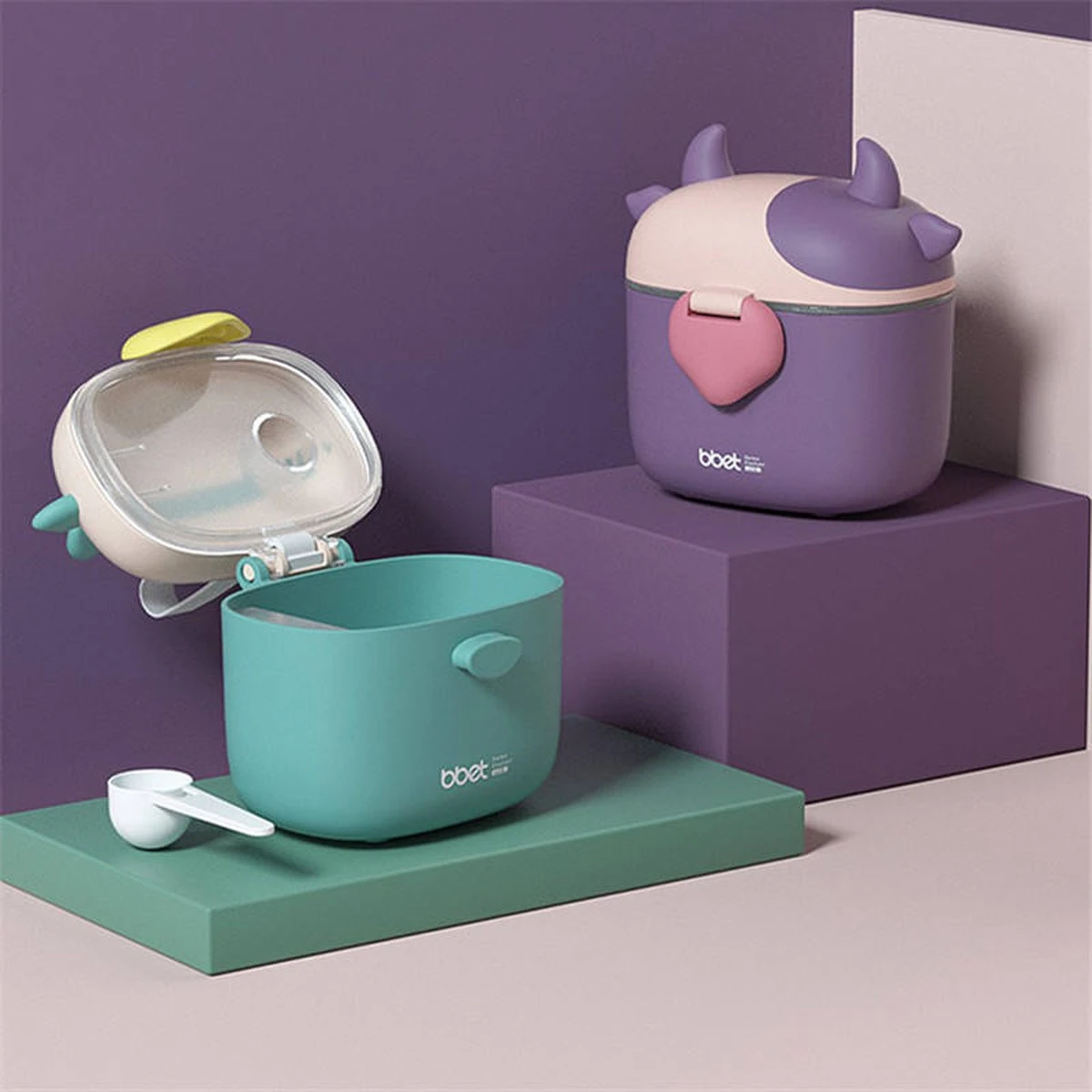 Melkpoeder Toren – Reisbox – Doseerdoosje – Bewaardoos – Dispenser - Paarse Snuiter 1 Melkpoeder Toren – Reisbox – Doseerdoosje – Bewaardoos – Dispenser - Paarse Snuiter