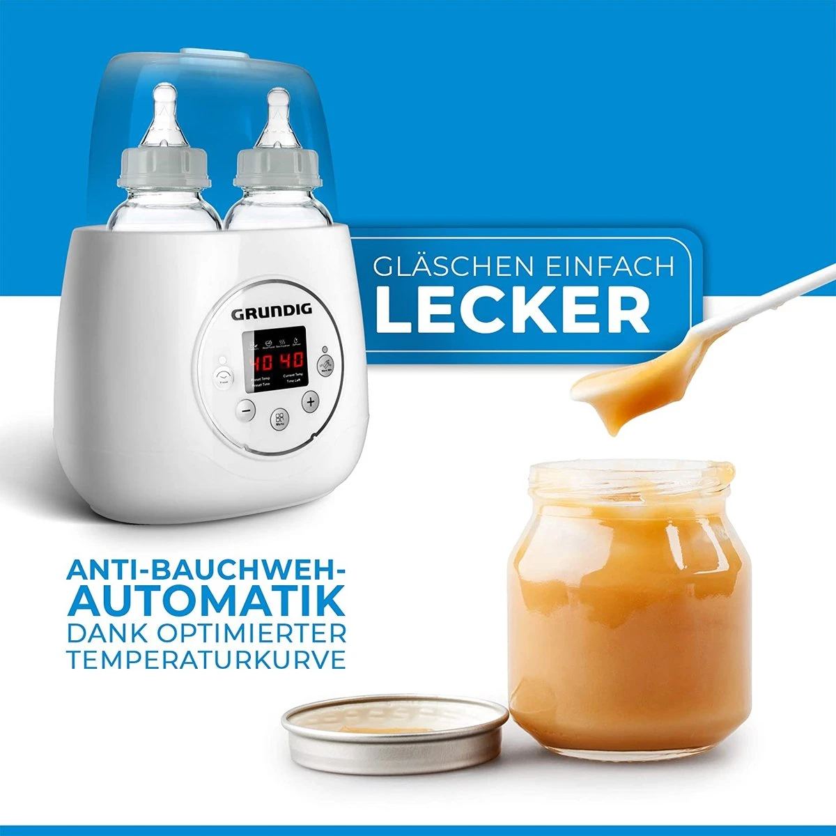 Grundig Flessenwarmer - Dubbele Flesverwarmer - 200W - Ruimte Voor 2 Babyflessen - Verwarmen, Ontdooien En Steriliseren - Incl. Stoomkap - Wit 2 Grundig Flessenwarmer - Dubbele Flesverwarmer - 200W - Ruimte Voor 2 Babyflessen - Verwarmen, Ontdooien En Steriliseren - Incl. Stoomkap - Wit - Afbeelding 2