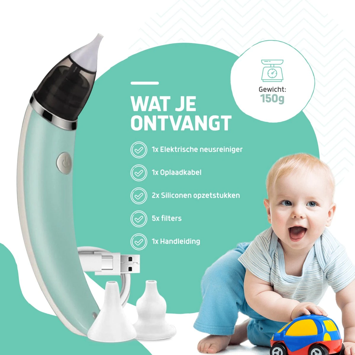 Hoy En Dia® Neusreiniger Baby Snoetenpoetsers - Neuspeer Met USB - Elektrische Neuszuiger - Toetenvegers 4 Hoy En Dia® Neusreiniger Baby Snoetenpoetsers - Neuspeer Met USB - Elektrische Neuszuiger - Toetenvegers - Afbeelding 4