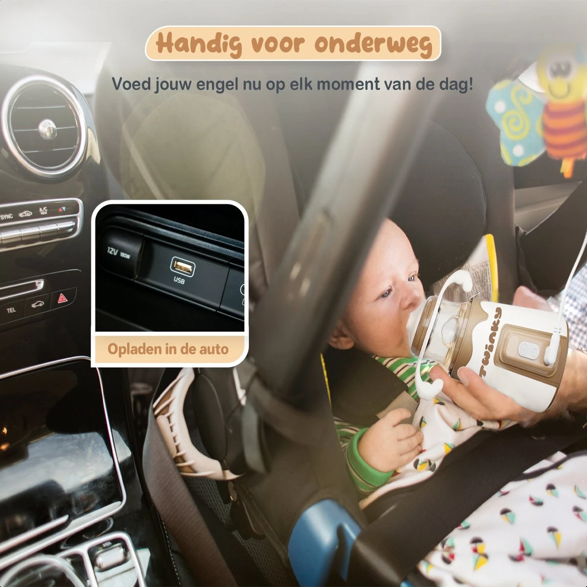 Twinky® Bottlewarmer GO – Draagbare Baby Flessenwarmer Voor Onderweg En Thuis – Incl. PPSU-Kwaliteit Babyflesje + Poederdoosje – USB-C Oplaadbaar 2 Twinky® Bottlewarmer GO – Draagbare Baby Flessenwarmer Voor Onderweg En Thuis – Incl. PPSU-Kwaliteit Babyflesje + Poederdoosje – USB-C Oplaadbaar - Afbeelding 2