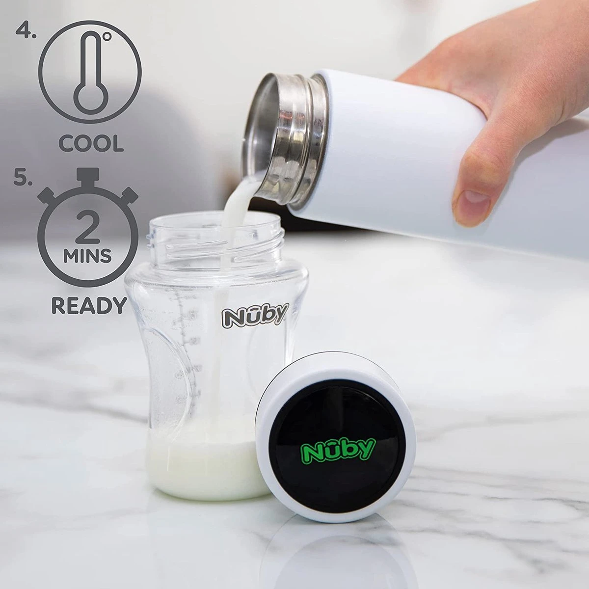 Nûby - RapidCool™ - Maak De Perfecte Flesvoeding Voor Je Baby - Flessenkoeler - Inclusief Melkpoederdispenser En Digitaal Deksel - Wit 5 Nûby - RapidCool™ - Maak De Perfecte Flesvoeding Voor Je Baby - Flessenkoeler - Inclusief Melkpoederdispenser En Digitaal Deksel - Wit - Afbeelding 5