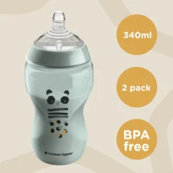 Tommee Tippee Closer To Nature - Zuigflessen - Normale Uitstroomsnelheid - Anti-colic Ventiel - 340 Ml - Verpakking Van 2 Stuks - Groen En Zwart -Babyproducten Winkel 1200x1200 2724