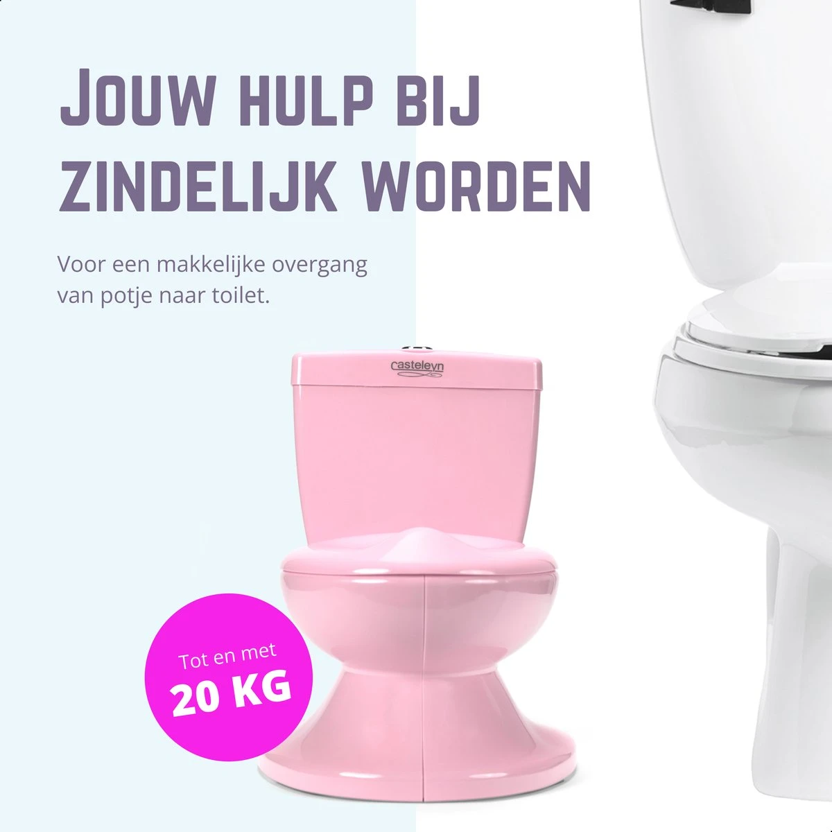 Casteleyn - Toilet Trainer - WC Potje - Plaspotje - Kinder Toilet - Met Geluid - Tot 21KG - Roze 10 Casteleyn - Toilet Trainer - WC Potje - Plaspotje - Kinder Toilet - Met Geluid - Tot 21KG - Roze - Afbeelding 10