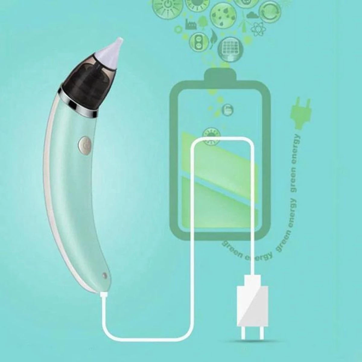 A&K Elektrische Oplaadbare Neuspeer Voor Baby En Kinderen - Inclusief Oplader, Handleiding En Batterijen - Hygiënische Neusreiniger - Baby Aspirator - Neuszuiger - Baby Neuspompje - Toetenveger - Snoetenpoetser - Mintgroen - Neusspoeler 2 A&K Elektrische Oplaadbare Neuspeer Voor Baby En Kinderen - Inclusief Oplader, Handleiding En Batterijen - Hygiënische Neusreiniger - Baby Aspirator - Neuszuiger - Baby Neuspompje - Toetenveger - Snoetenpoetser - Mintgroen - Neusspoeler - Afbeelding 2