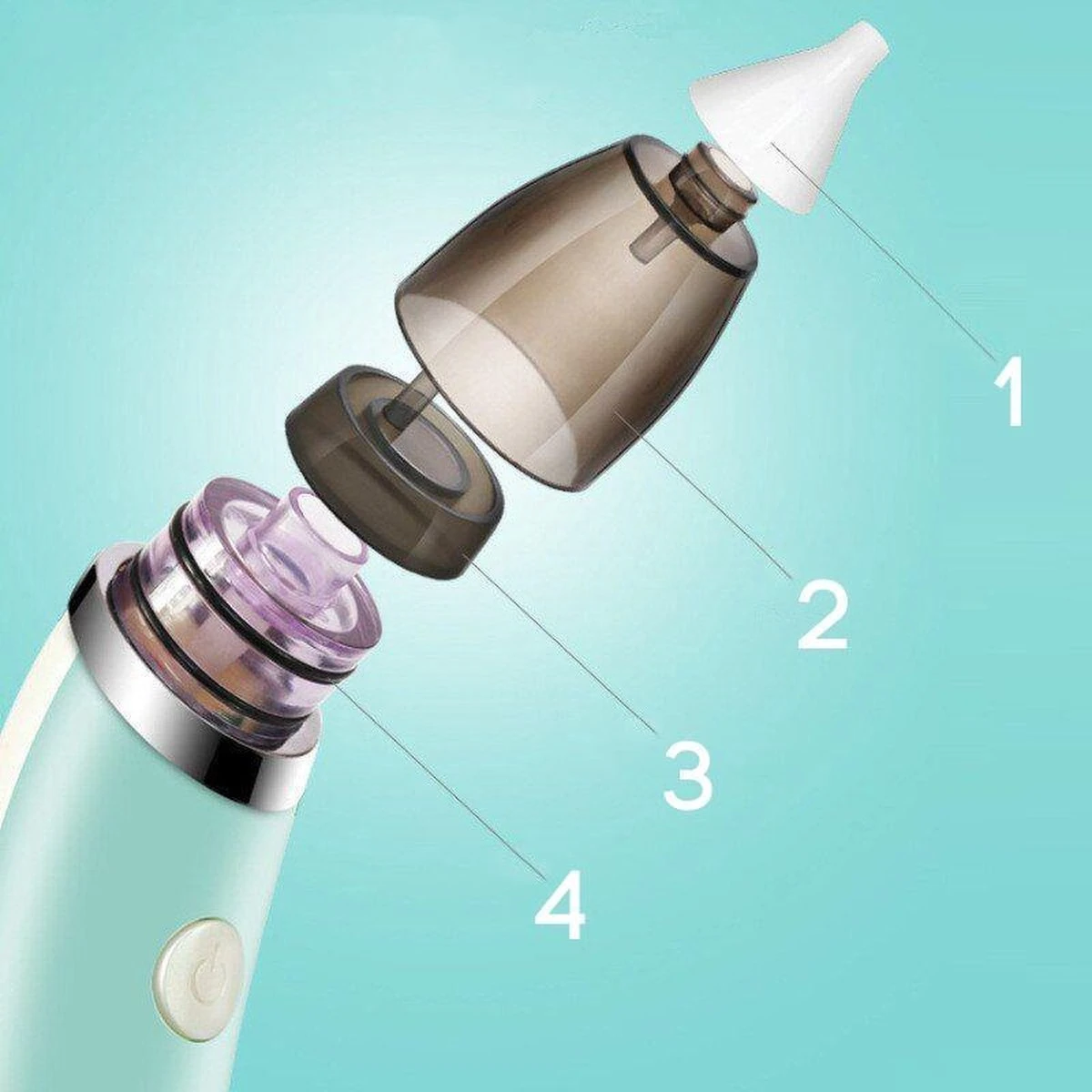 A&K Elektrische Oplaadbare Neuspeer Voor Baby En Kinderen - Inclusief Oplader, Handleiding En Batterijen - Hygiënische Neusreiniger - Baby Aspirator - Neuszuiger - Baby Neuspompje - Toetenveger - Snoetenpoetser - Mintgroen - Neusspoeler 3 A&K Elektrische Oplaadbare Neuspeer Voor Baby En Kinderen - Inclusief Oplader, Handleiding En Batterijen - Hygiënische Neusreiniger - Baby Aspirator - Neuszuiger - Baby Neuspompje - Toetenveger - Snoetenpoetser - Mintgroen - Neusspoeler - Afbeelding 3