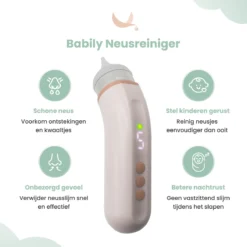 Babily® - Elektrische Neusreiniger Voor Baby's - 0 T/m 6 Jaar - Neuszuiger - Neuspeer - Snoetenpoetser - Toetenveger - Aspirator - Incl. 5 Zuigkrachtstanden En 3 Kalmerende Melodieën -Babyproducten Winkel 1200x1200 526