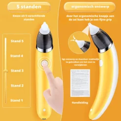 Premium Elektrische Oplaadbare Neus Reiniger Voor Baby En Kinderen - Inclusief Oplader, Handleiding En Batterijen - Hygiënische Neusreiniger - Baby Aspirator - Neuszuiger - Baby Neuspompje - Toetenveger - Baby Neusreiniger - Geel - Neusspoeler -Babyproducten Winkel 1200x1200 541
