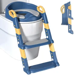 Zindelijkheidstraining Stoel Met Opstapje Ladder, Zindelijkheidstraining Toilet Voor Kinderen Jongens Meisjes Peuters-comfortabel Veilig Potje Stoel Met Anti-slip Pads Ladder - Blauw