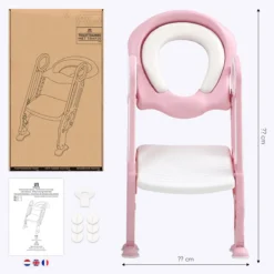 LifeGoods WC Verkleiner Met Trapje - Trainer Met Opstapje - 2 Tot 7 Jaar - Roze/Wit -Babyproducten Winkel 1200x1200 701