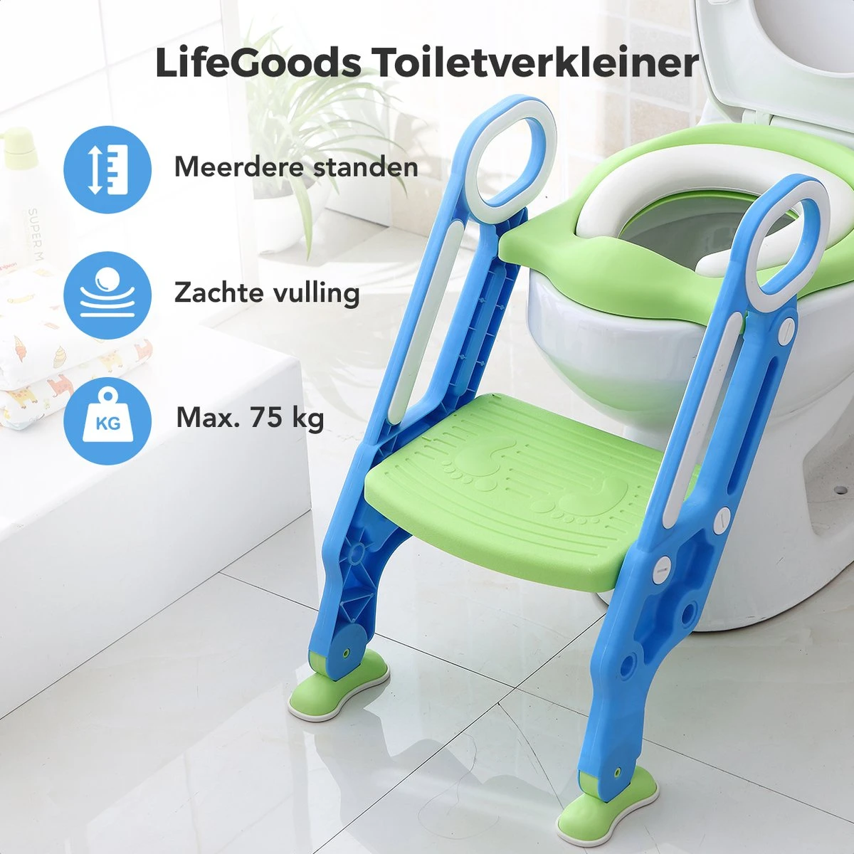 LifeGoods WC Verkleiner Met Trapje - Trainer Met Opstapje - 2 Tot 7 Jaar - Groen/Blauw 2 LifeGoods WC Verkleiner Met Trapje - Trainer Met Opstapje - 2 Tot 7 Jaar - Groen/Blauw - Afbeelding 2
