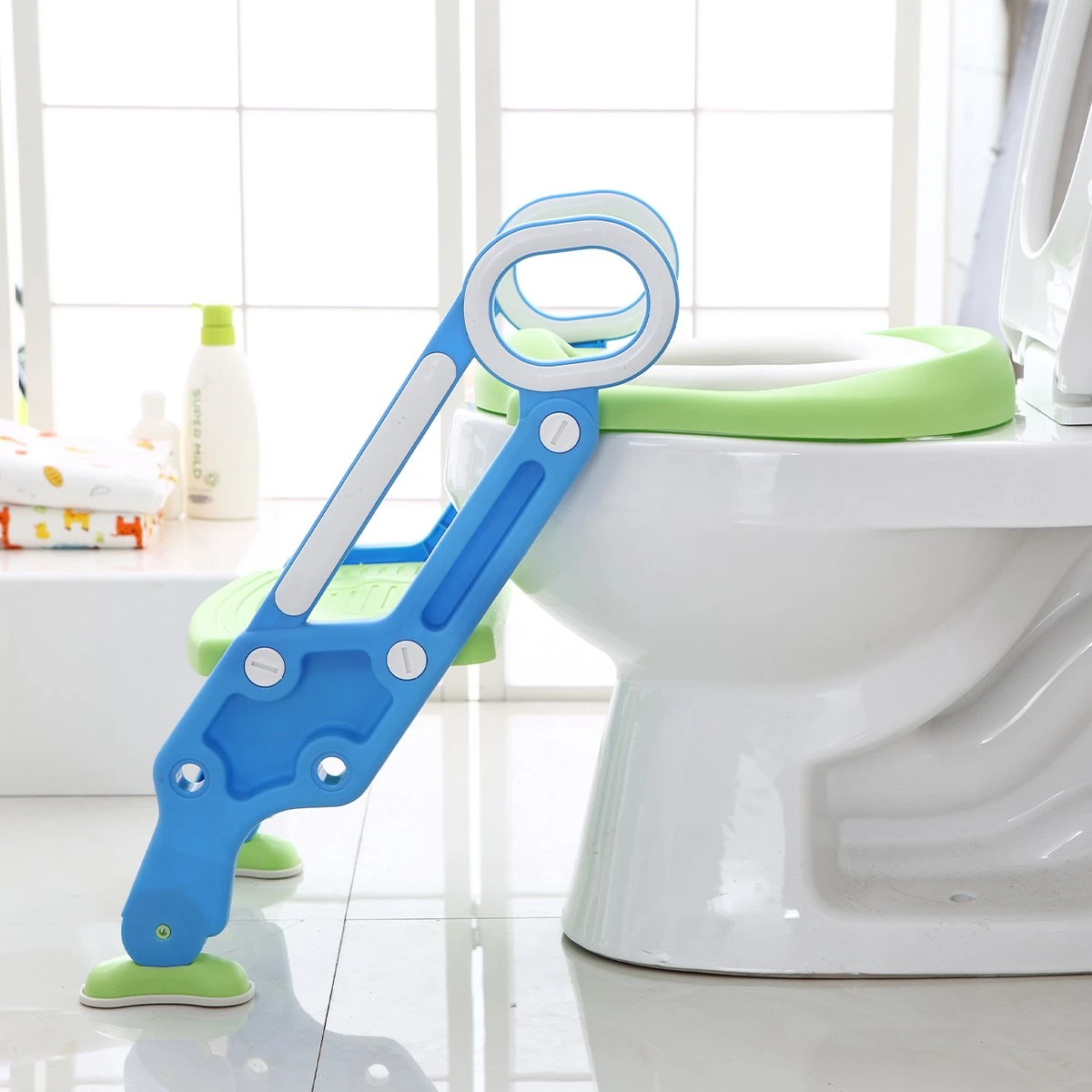 LifeGoods WC Verkleiner Met Trapje - Trainer Met Opstapje - 2 Tot 7 Jaar - Groen/Blauw 10 LifeGoods WC Verkleiner Met Trapje - Trainer Met Opstapje - 2 Tot 7 Jaar - Groen/Blauw - Afbeelding 10