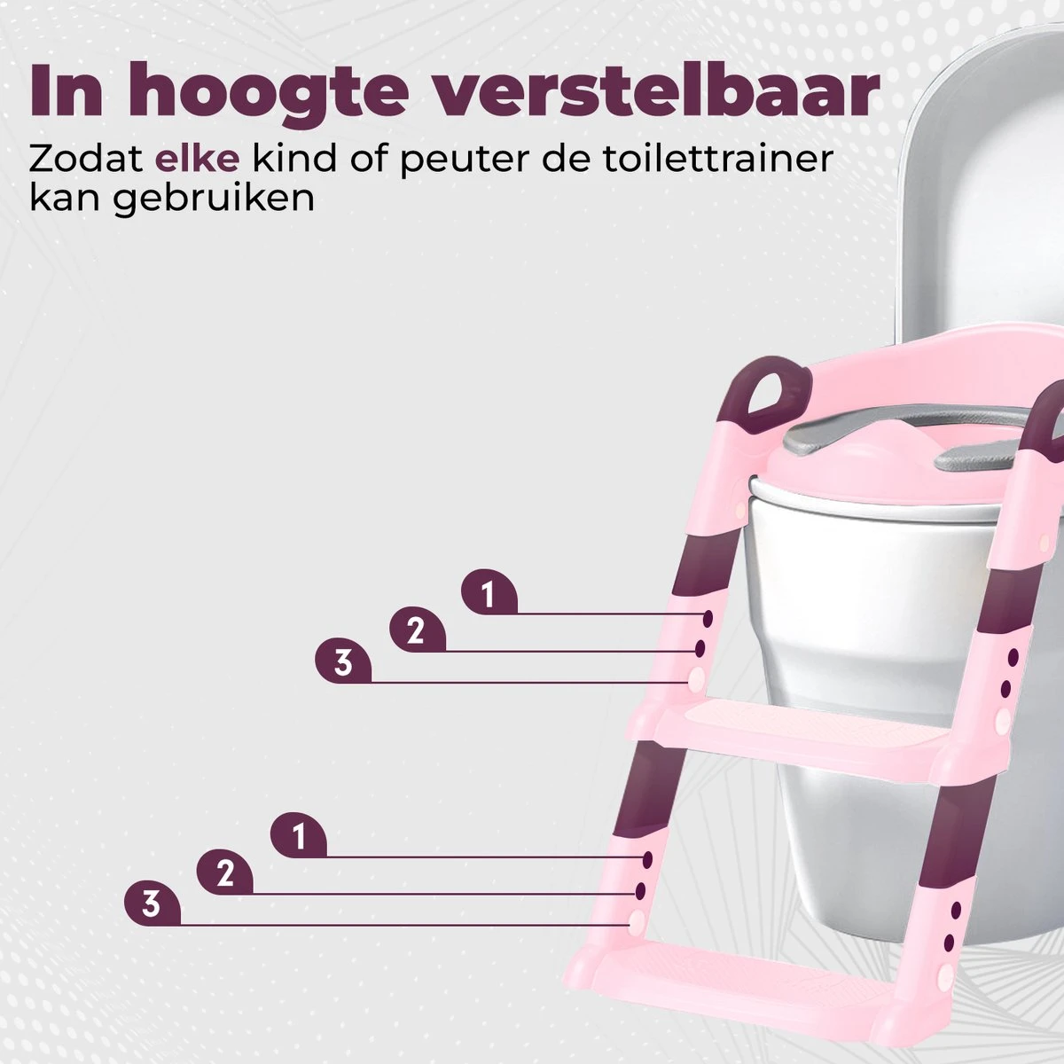 WC Verkleiner Met Trapje - Inclusief Handvaten - Opvouwbaar - 2 Tot 7 Jaar - Roze - Paars 8 WC Verkleiner Met Trapje - Inclusief Handvaten - Opvouwbaar - 2 Tot 7 Jaar - Roze - Paars - Afbeelding 8