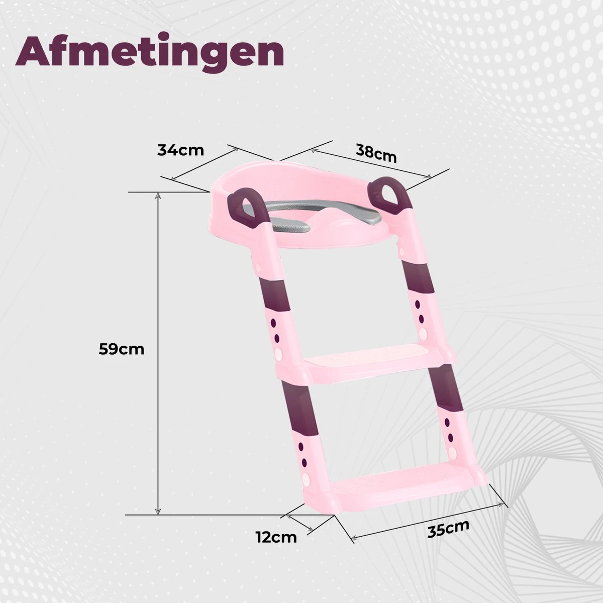 WC Verkleiner Met Trapje - Inclusief Handvaten - Opvouwbaar - 2 Tot 7 Jaar - Roze - Paars 9 WC Verkleiner Met Trapje - Inclusief Handvaten - Opvouwbaar - 2 Tot 7 Jaar - Roze - Paars - Afbeelding 9