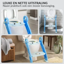 Buxibo Kinder WC Met Opstapje - WC Bril Kind - Kinderzitting WC - Toilet Verkleiner - Toilettrainer - Blauw -Babyproducten Winkel 1200x1200 750
