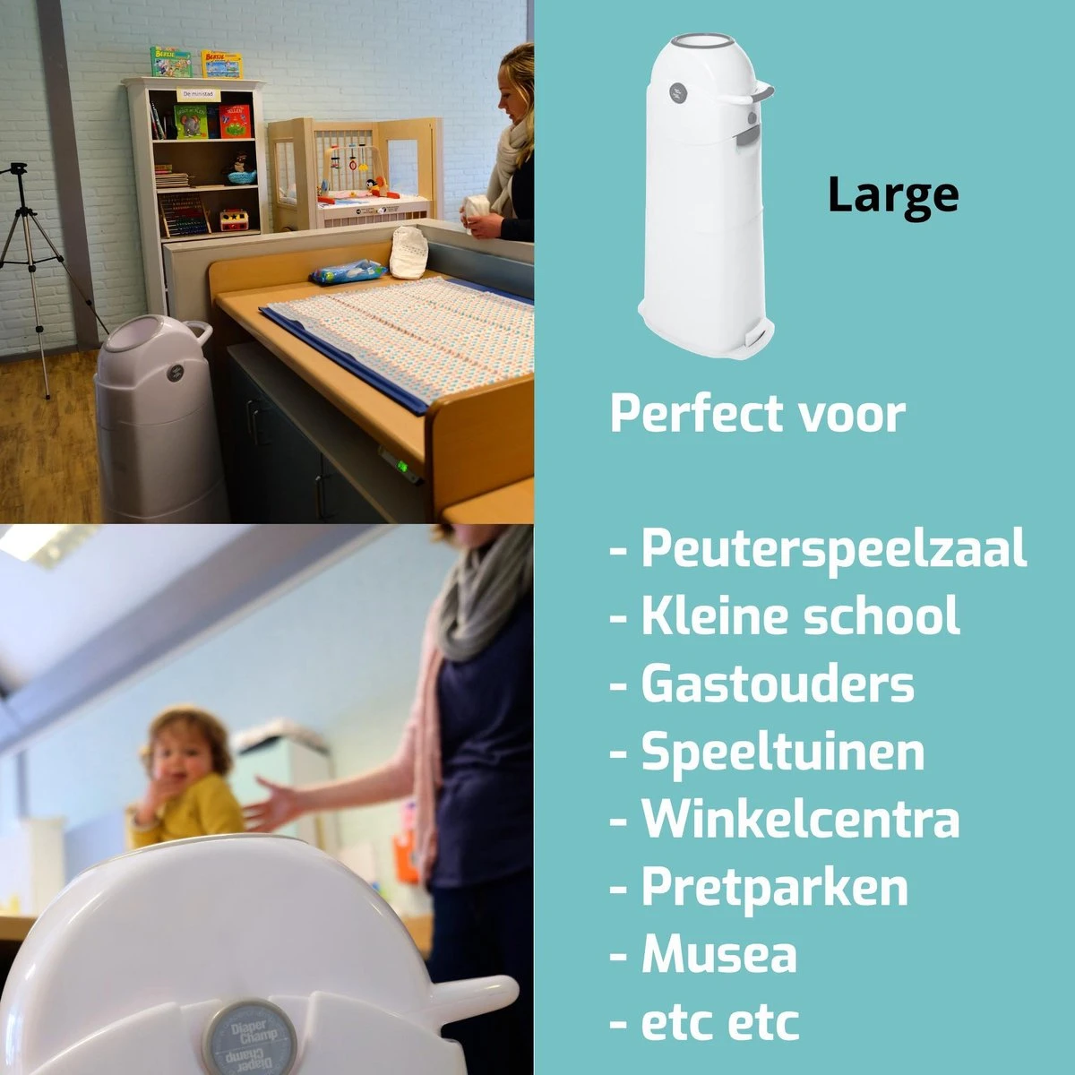 Luieremmer Large Zilver - Groot - Zonder Navulling - Geschikt Voor Pampers En Huggies - Stoma 6 Luieremmer Large Zilver - Groot - Zonder Navulling - Geschikt Voor Pampers En Huggies - Stoma - Afbeelding 6