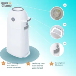 Luieremmer Medium Zilver - Middel - Zonder Navulling - Geschikt Voor Pampers En Huggies - Stoma -Babyproducten Winkel 1200x1200 790