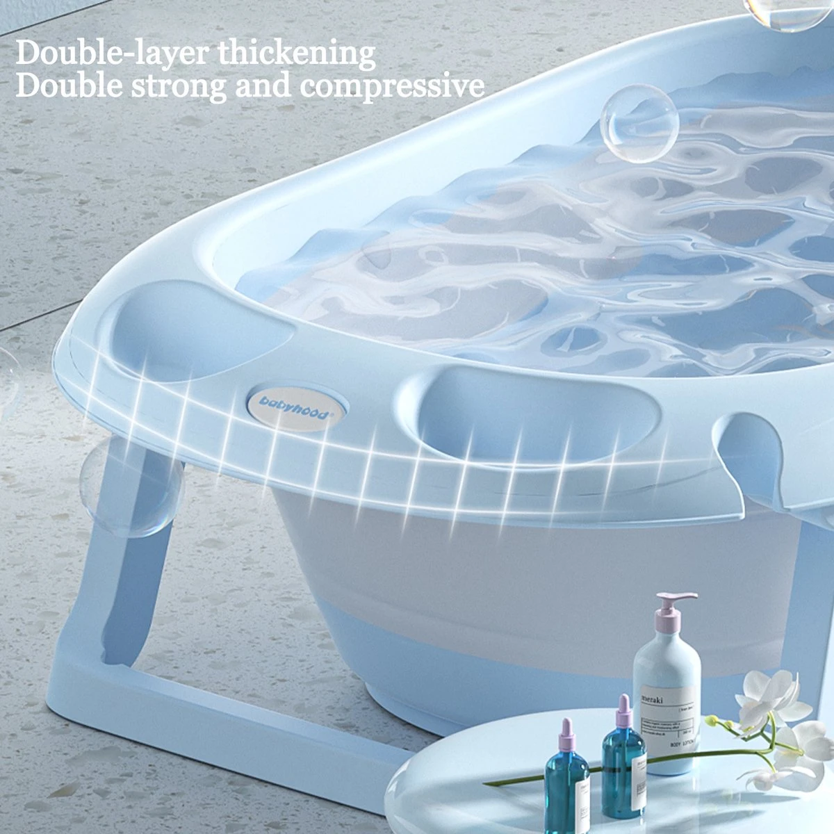 FOXSPORT Babybadje Opvouwbaar - 3 In 1 Opvouwbaar - Multifunctioneel -Inclusief Badkussen - Baby Badje - Babybad - Peuterbadje 83 × 48 × 23,5 Cm - Blauw 3 FOXSPORT Babybadje Opvouwbaar - 3 In 1 Opvouwbaar - Multifunctioneel -Inclusief Badkussen - Baby Badje - Babybad - Peuterbadje 83 × 48 × 23,5 Cm - Blauw - Afbeelding 3