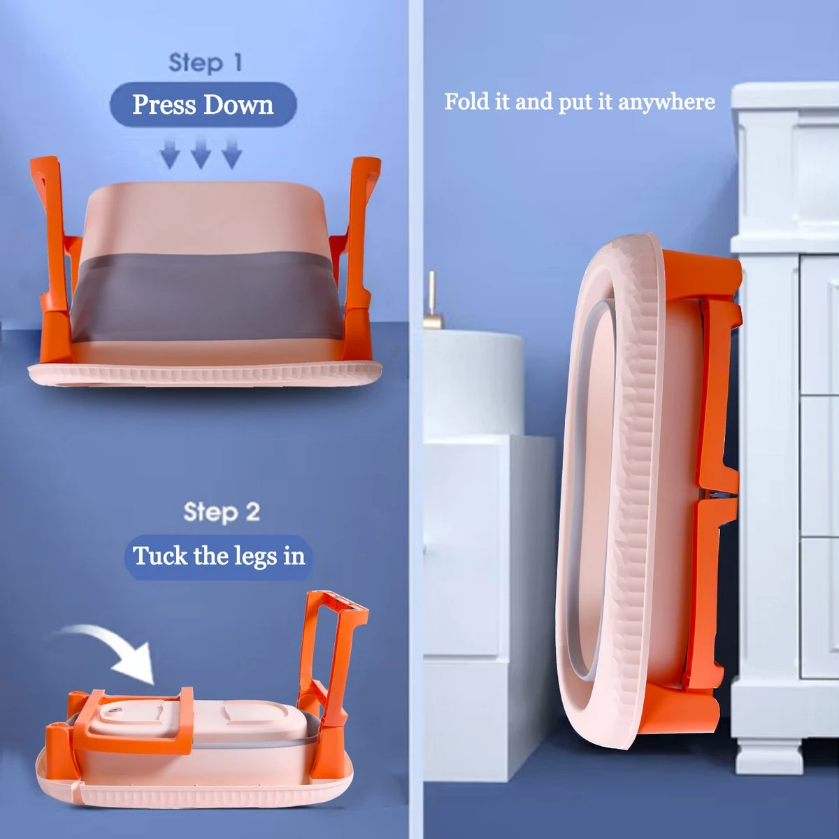 K IKIDO Kinderbad - Baby Bad - Pasgeboren Badkuip - Babybadje - Opvouwbaar Babybad - Vouwbad - Mit Ophangpad & Badkruk - Blauw 9 K IKIDO Kinderbad - Baby Bad - Pasgeboren Badkuip - Babybadje - Opvouwbaar Babybad - Vouwbad - Mit Ophangpad & Badkruk - Blauw - Afbeelding 9