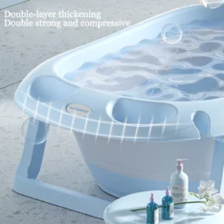 K IKIDO Babybadje - Opvouwbaar Bad Baby - Inclusief Badkussen - Peuterbadje - Blauw -Babyproducten Winkel 1200x1200 901