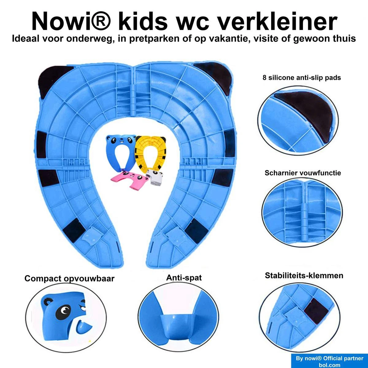 Merkloos Wc Verkleiner Opvouwbaar - Licht En Compact Reis-Formaat WC Bril - Toilet Trainer Voor Peuters Onderweg - Panda Blauw 2 Merkloos Wc Verkleiner Opvouwbaar - Licht En Compact Reis-Formaat WC Bril - Toilet Trainer Voor Peuters Onderweg - Panda Blauw - Afbeelding 2