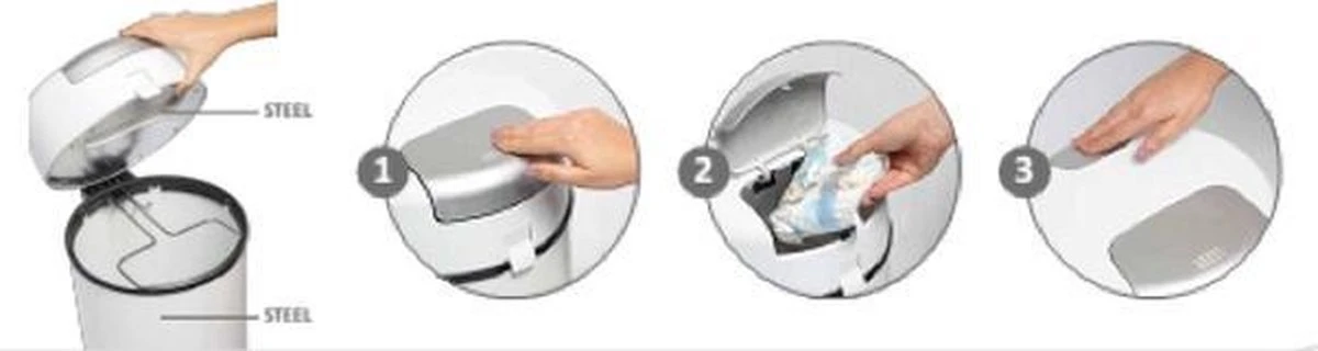 DiaperPail - Clear White - Luieremmer Met Speciale Luiersluis - Werkt Met Normale Vuilniszakken - Luxe Luieremmer - Geen Speciale Cassettes - Geen Geurtjes - Makkelijk Schoon Te Maken - Is Gemaakt Van Aluminium 4 DiaperPail - Clear White - Luieremmer Met Speciale Luiersluis - Werkt Met Normale Vuilniszakken - Luxe Luieremmer - Geen Speciale Cassettes - Geen Geurtjes - Makkelijk Schoon Te Maken - Is Gemaakt Van Aluminium - Afbeelding 4