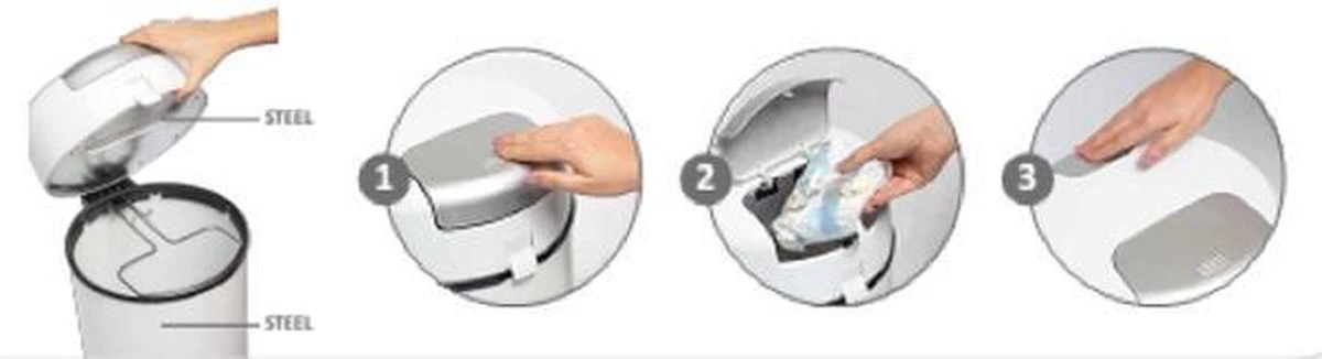 DiaperPail - Soft Grey - Luieremmer Met Speciale Luiersluis - Werkt Met Normale Vuilniszakken 3 DiaperPail - Soft Grey - Luieremmer Met Speciale Luiersluis - Werkt Met Normale Vuilniszakken - Afbeelding 3