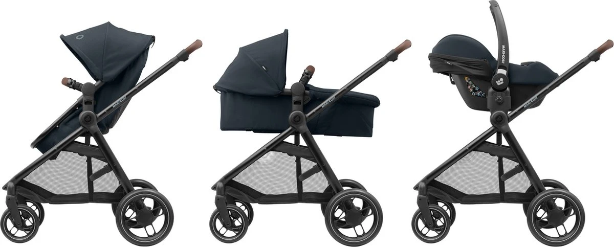 Maxi-Cosi Zelia³ Kinderwagen - Essential Graphite (zwart Frame + Bruin Leer) 3 Maxi-Cosi Zelia³ Kinderwagen - Essential Graphite (zwart Frame + Bruin Leer) - Afbeelding 3