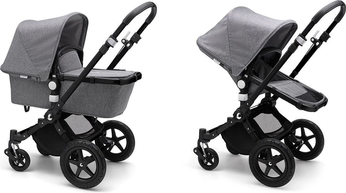 Bugaboo Cameleon 3 Plus Kinderwagen Met Stoel En Wieg - Zwart / Gemȇleerd Grijs 1 Bugaboo Cameleon 3 Plus Kinderwagen Met Stoel En Wieg - Zwart / Gemȇleerd Grijs