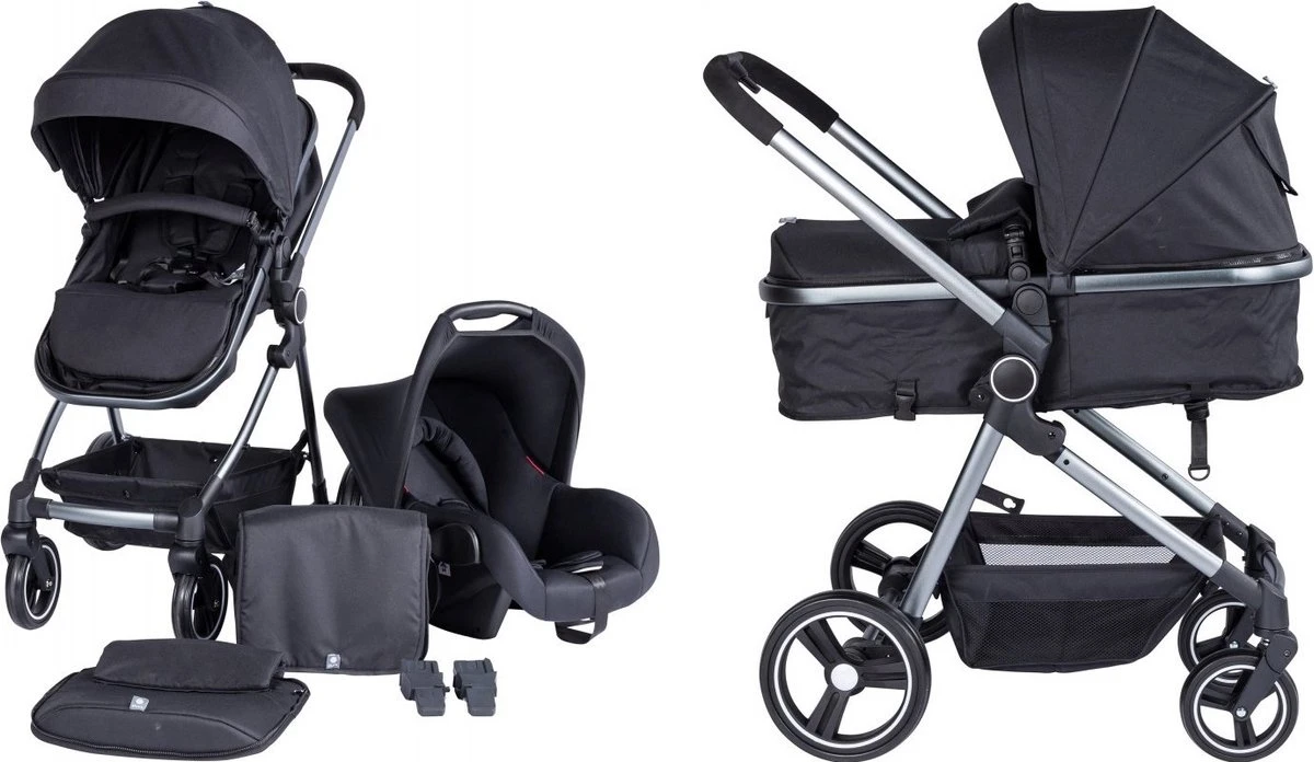 Puck Stroller 3 In 1 Max Zwart Met Frame Antra Incl Autostoel/Adapter/Mamabag 2 Puck Stroller 3 In 1 Max Zwart Met Frame Antra Incl Autostoel/Adapter/Mamabag - Afbeelding 2