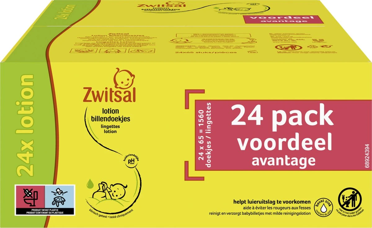 Zwitsal Lotion Billendoekjes Alcoholvrij - 1560 Doekjes - Voordeelverpakking 2 Zwitsal Lotion Billendoekjes Alcoholvrij - 1560 Doekjes - Voordeelverpakking - Afbeelding 2