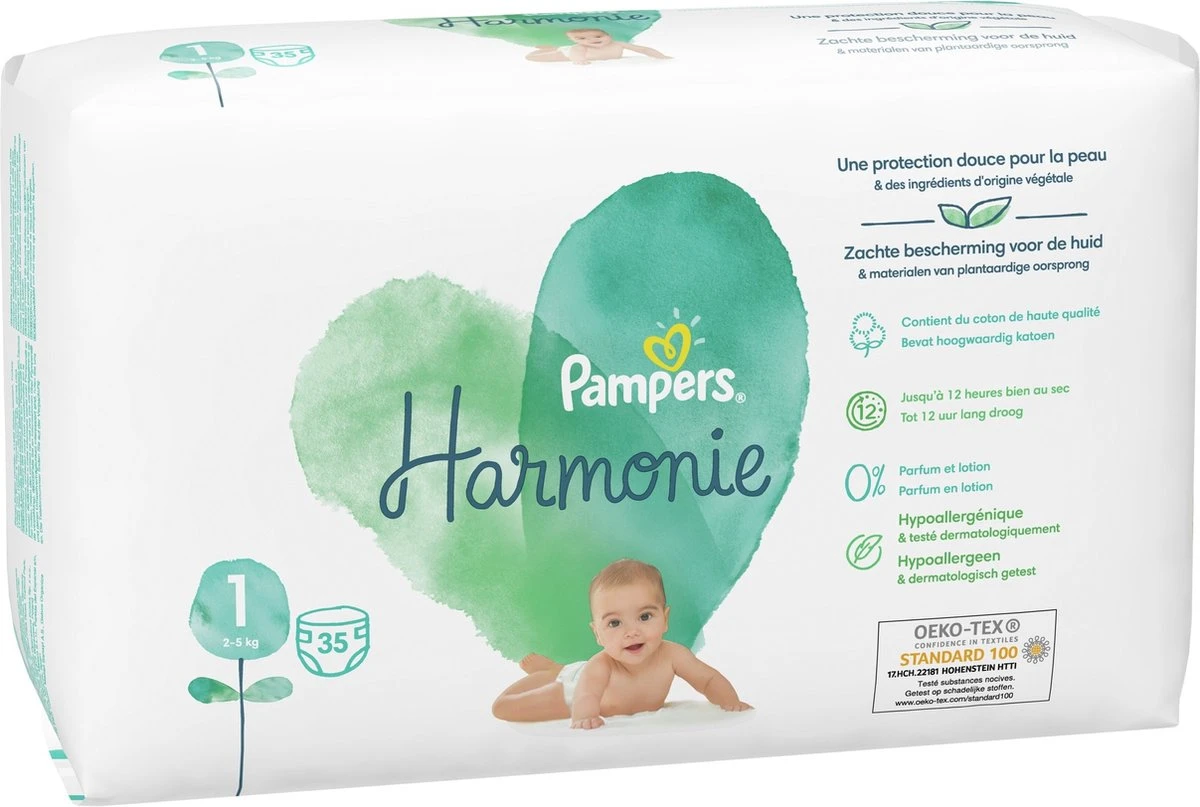 Pampers® Pampers - Harmonie / Pure - Maat 1 - Mega Maandbox - 210 Luiers 10 Pampers® Pampers - Harmonie / Pure - Maat 1 - Mega Maandbox - 210 Luiers - Afbeelding 10