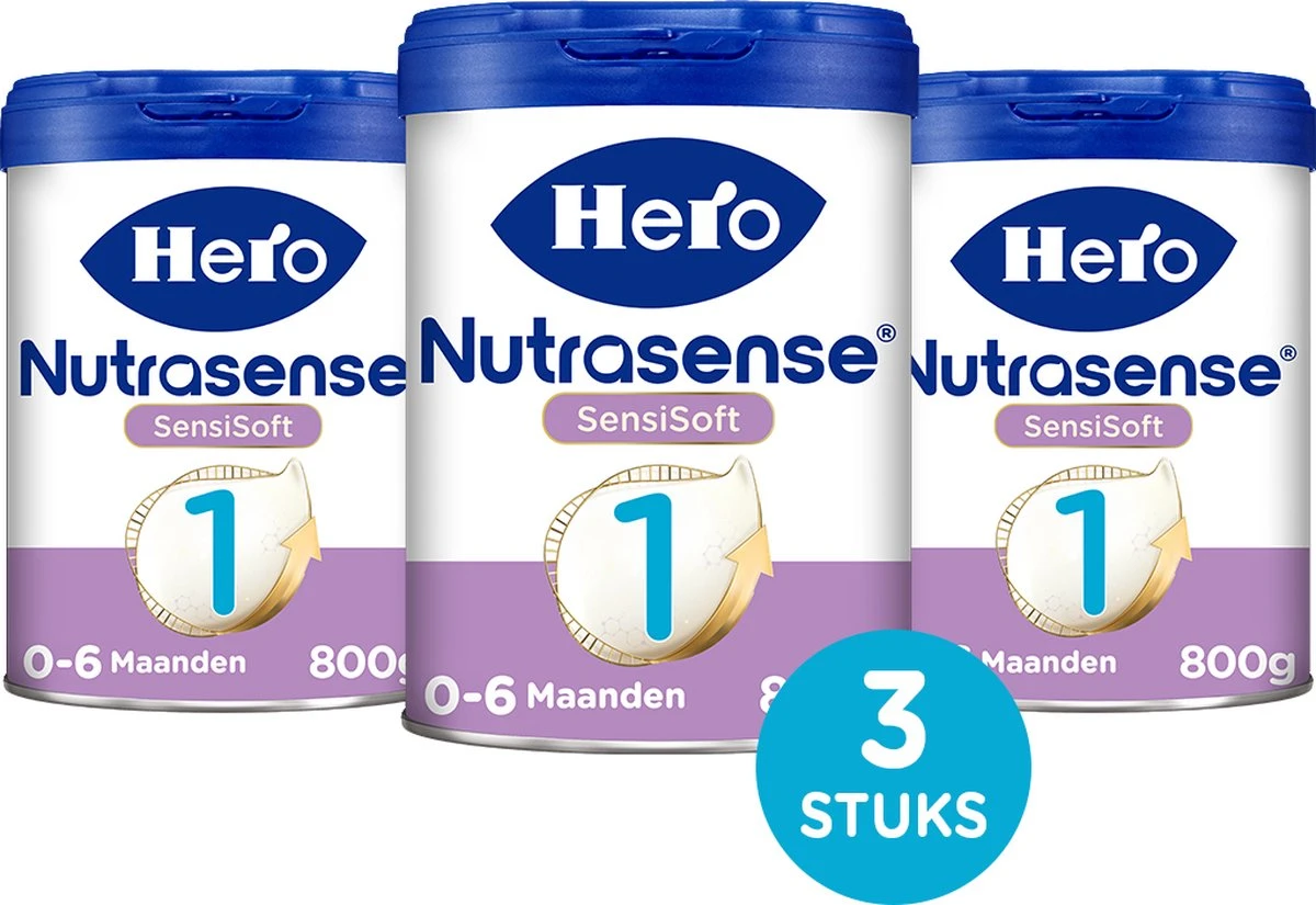 Hero Nutrasense SensiSoft Zuigelingenvoeding 1 - Flesvoeding Van 0 Tot 6 Maanden - 3 X 800 Gram - Met Melkvet - Palmolie Vrij 4 Hero Nutrasense SensiSoft Zuigelingenvoeding 1 - Flesvoeding Van 0 Tot 6 Maanden - 3 X 800 Gram - Met Melkvet - Palmolie Vrij - Afbeelding 4