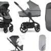 Easywalker Harvey 3 / Harvey³ Voordeelset Bestaande Uit Kinderwagen, Reiswieg, Voetenzak, Regenhoes Voor Zitting En Reiswieg, Hoes Voor De Reiswiegmatras - Kleur Fossil Grey