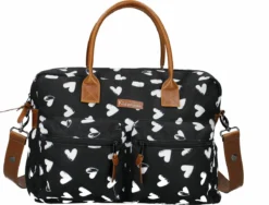 Kidzroom Black And White Luiertas - Zwart - Ophanglussen Kinderwagen - Verschoonmatje - Verstelbare Schouderband