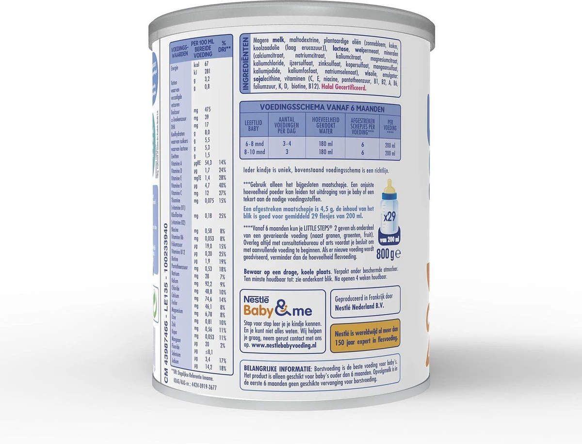 Little Steps Standaard 2 Flesvoeding - Vanaf 6 Maanden - 2 X 800 Gram 5 Little Steps Standaard 2 Flesvoeding - Vanaf 6 Maanden - 2 X 800 Gram - Afbeelding 5