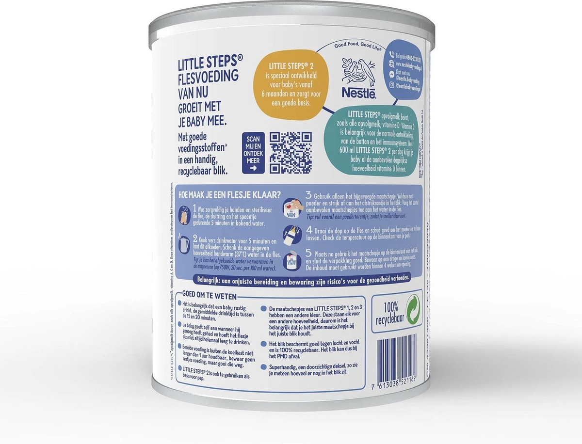 Little Steps Standaard 2 Flesvoeding - Vanaf 6 Maanden - 2 X 800 Gram 13 Little Steps Standaard 2 Flesvoeding - Vanaf 6 Maanden - 2 X 800 Gram - Afbeelding 13