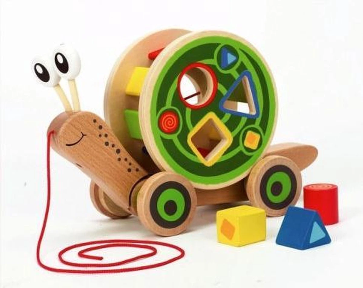 Hape Houten Walk-A-Long Slak Trekdier 1 Hape Houten Walk-A-Long Slak Trekdier