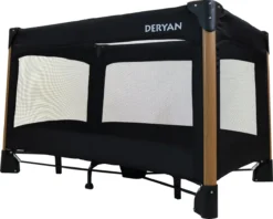 Deryan Luxe Campingbed Compleet - 120x60cm - Bodemverhoger - Verschoonblad - Opbergmand - Zwart -Babyproducten Winkel 1200x962 3