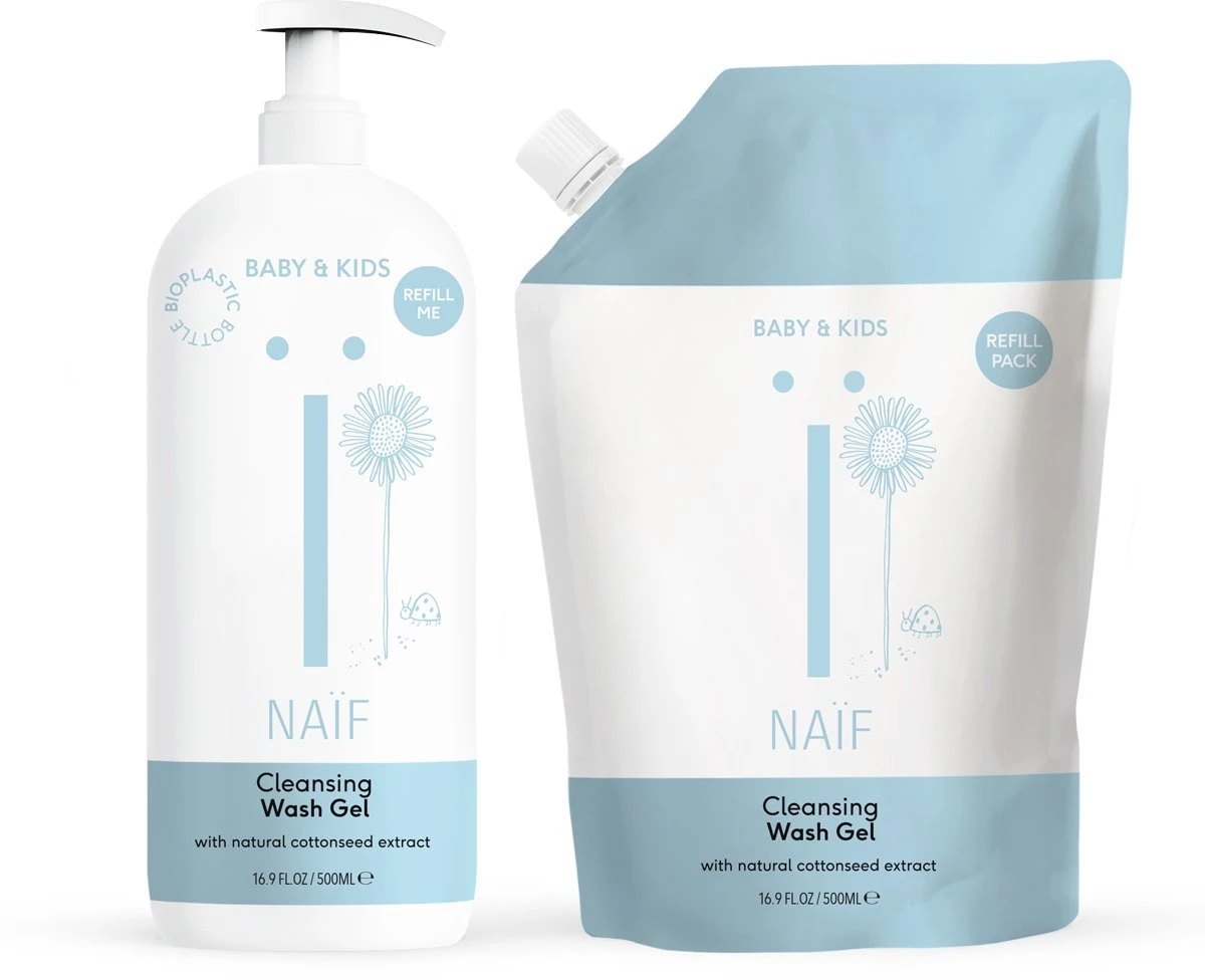 Naïf Reinigende Wasgel - Pompfles En Navulverpakking - Baby's En Kids - Verpakking 2x 500ml 1 Naïf Reinigende Wasgel - Pompfles En Navulverpakking - Baby's En Kids - Verpakking 2x 500ml