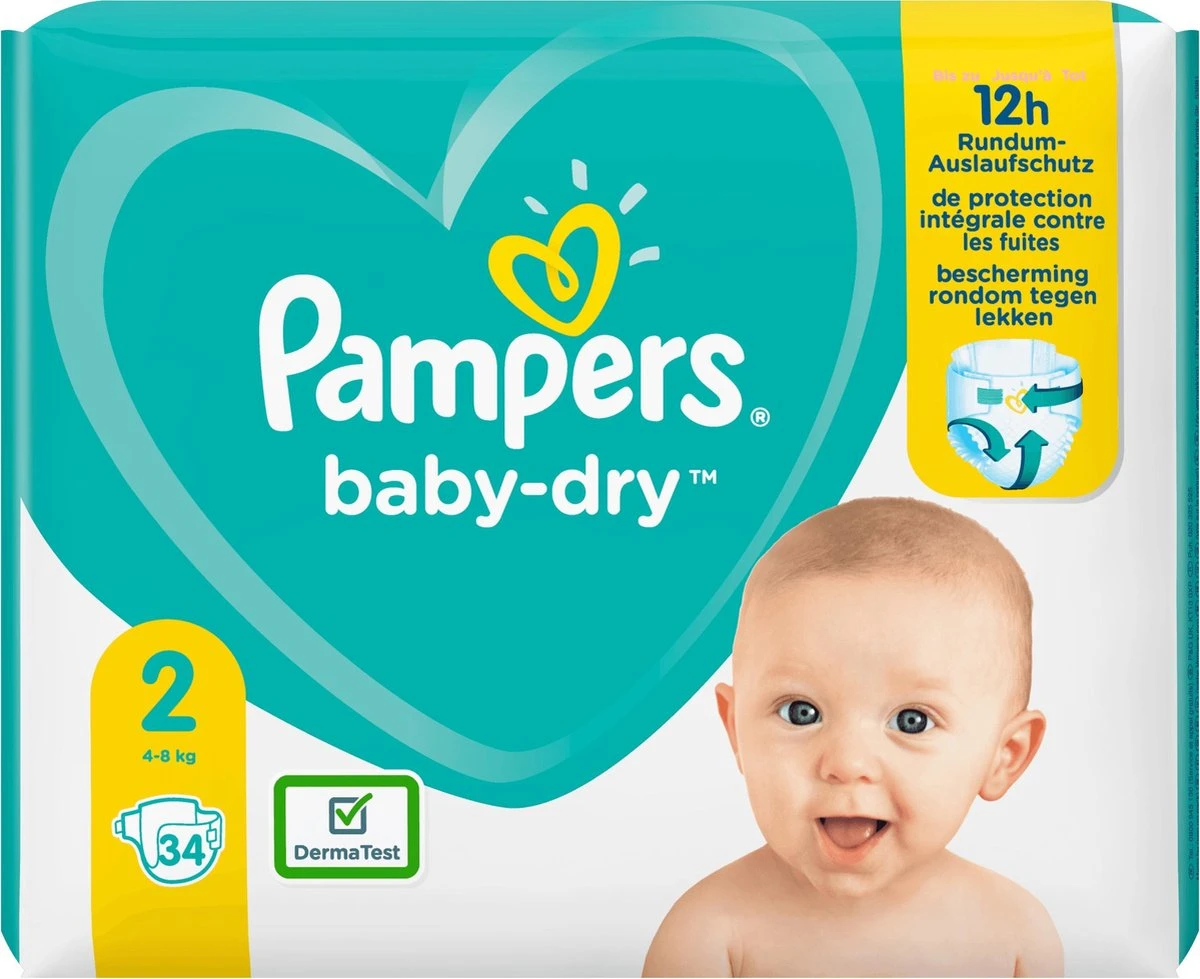 Pampers® Pampers Baby-Dry - Maat 2 (4-8kg) - 34 Luiers 15 Pampers® Pampers Baby-Dry - Maat 2 (4-8kg) - 34 Luiers - Afbeelding 15