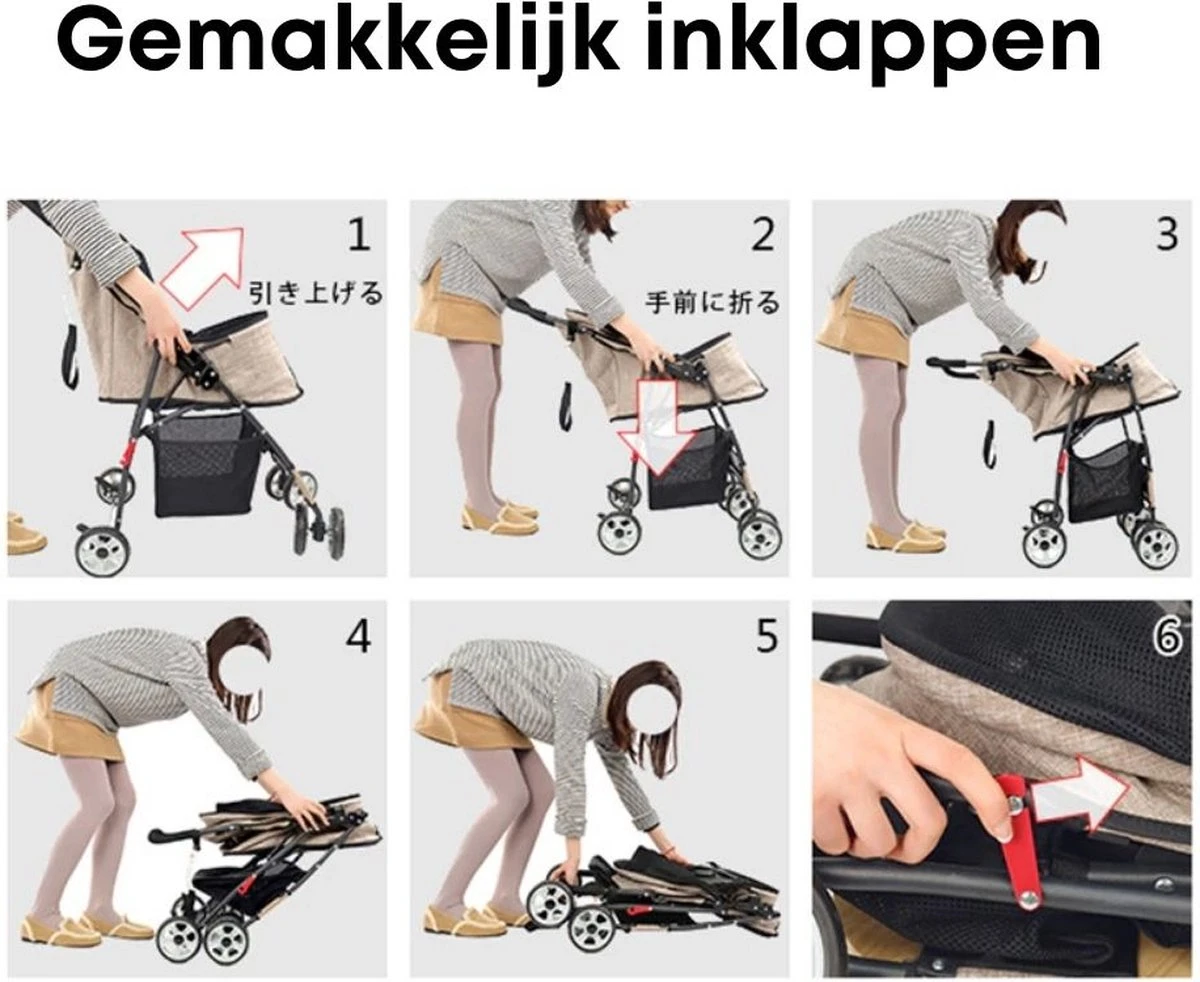 Merkloos Homezie Hondenbuggy | Huisdieren Tot 15 Kg | 4-wieler | Hondenbuggy Inklapbare | Katten Buggy | Buggy | Huisdieren Buggy 5 Merkloos Homezie Hondenbuggy | Huisdieren Tot 15 Kg | 4-wieler | Hondenbuggy Inklapbare | Katten Buggy | Buggy | Huisdieren Buggy - Afbeelding 5