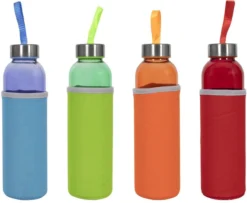 Glazen Fles - To Go - Inclusief Hoes - 500 ML - 4 Stuks -Babyproducten Winkel 1200x987 2