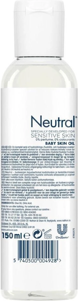 Neutral Baby Parfumvrij Huidolie Voor De Gevoelige Babyhuid 150 Ml 8 Neutral Baby Parfumvrij Huidolie Voor De Gevoelige Babyhuid 150 Ml - Afbeelding 8