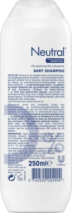Neutral 0% Baby Shampoo Parfumvrij - 750 Ml - Voordeelverpakking 9 Neutral 0% Baby Shampoo Parfumvrij - 750 Ml - Voordeelverpakking -Babyproducten Winkel 410x1200 2