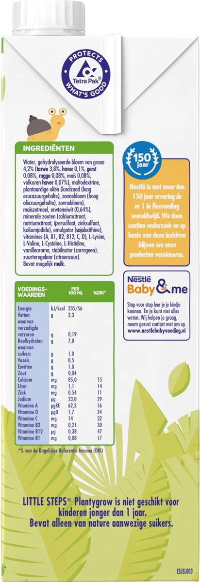 Nestlé LITTLE STEPS® Plantygrow Plantaardige Drink 1-3+jaar 5 Nestlé LITTLE STEPS® Plantygrow Plantaardige Drink 1-3+jaar - Afbeelding 5