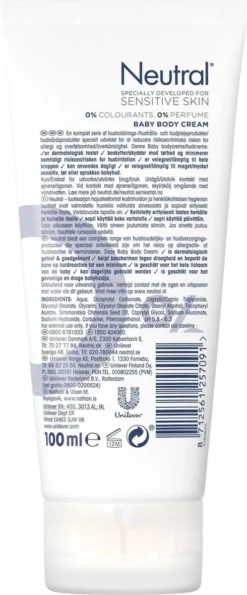 Neutral Crème Parfumvrij - 100 Ml - Baby -Babyproducten Winkel 498x1200