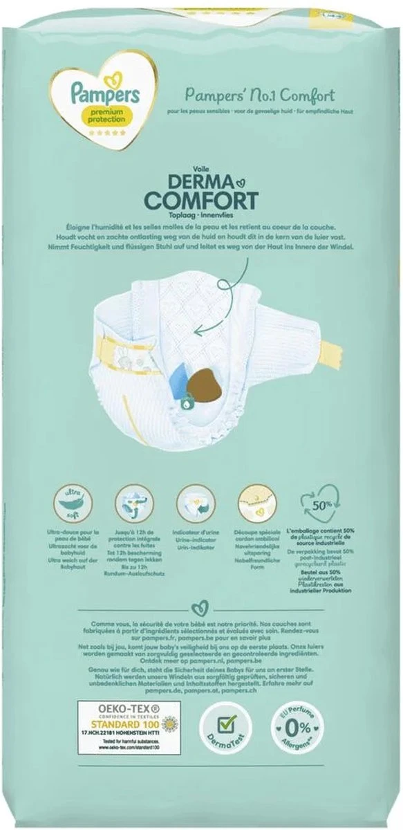 Pampers® Pampers Premium Protection - Maat 1 (New Born) 2-5 Kg - 88 Stuks - Luiers 3 Pampers® Pampers Premium Protection - Maat 1 (New Born) 2-5 Kg - 88 Stuks - Luiers - Afbeelding 3