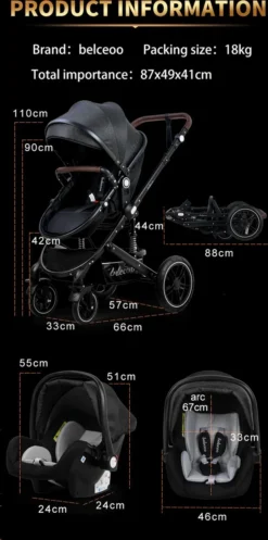 Belecoo - Luxe Kinderwagen - 3-in-1 Buggy - Opklapbare Wandelwagen - Autostoel - Wieg - Multifunctioneel - Zwart 12 Belecoo - Luxe Kinderwagen - 3-in-1 Buggy - Opklapbare Wandelwagen - Autostoel - Wieg - Multifunctioneel - Zwart -Babyproducten Winkel 596x1200 2