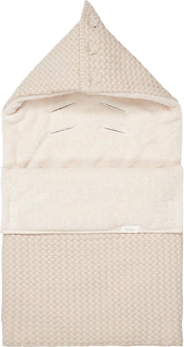 Koeka Oslo Voetenzak Voor Autostoel 0+ - Wafelstof Met Teddy - Zand 1 Koeka Oslo Voetenzak Voor Autostoel 0+ - Wafelstof Met Teddy - Zand