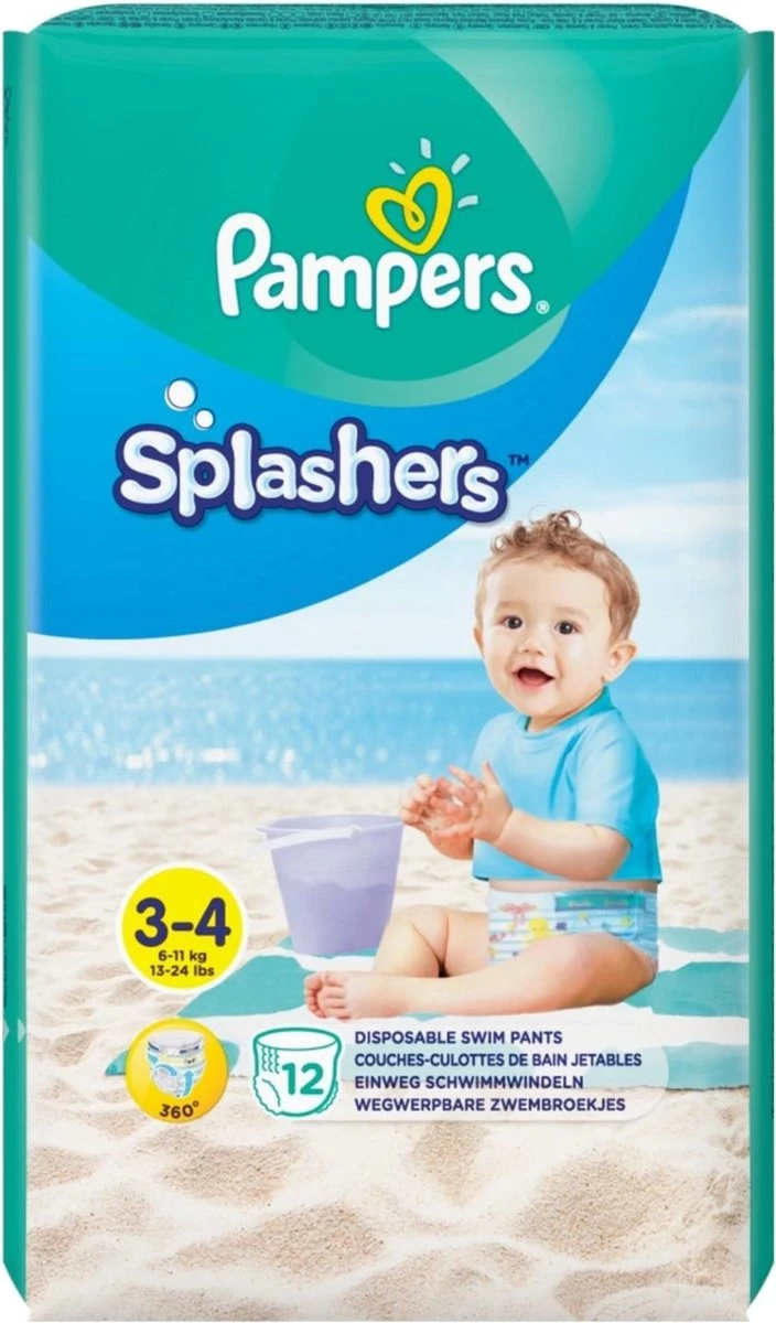 Pampers® Pampers Splashers 12 Wegwerpbare Zwemluiers - Maat 3-4 3 Pampers® Pampers Splashers 12 Wegwerpbare Zwemluiers - Maat 3-4 - Afbeelding 3